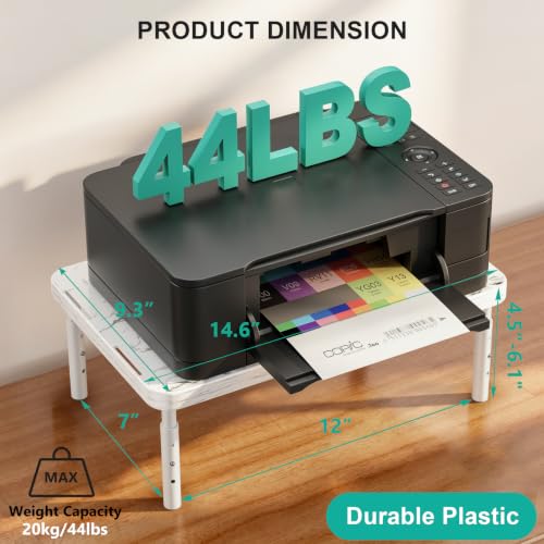 WALI Computer Monitor Stand for Desk, Adjustable Laptop Riser, Desk Monitor Stand Underneath Storage for Office, School Supplies (PTT001-M), 1 Pack, Marble - color: Marble, size: 14.6"L * 9.3"W