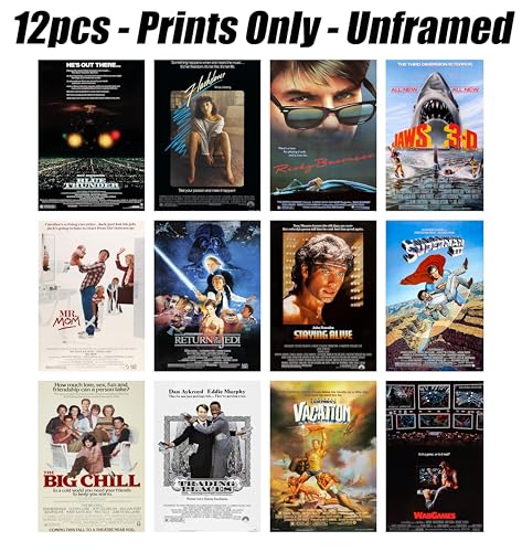 ArtDirect GalleryPack Wall Art – 12 Unframed 8x12 Movie Poster Prints from 1983, Collectible Décor for Home or Office - color: 1983 Movie Pack