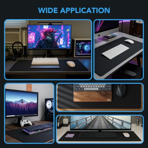 Large Mouse Pad, Desk Mat with Non-Slip Rubber Base, Waterproof Gaming Mousepad with Stitched Edges, XXL Computer Long Keyboard Mouse Mat for Gamer, Office & Home, 31.5" x 15.7", Black - color: Black, size: 31.5" x 15.7"