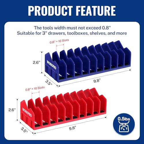 WORKPRO 2-Pack Plier Organizer Rack, Pliers Holder and Cutter Organizers with Non-Slip Rubber Base, 20-Slot Tool Box Organizer, Tool Drawer Organizer, Tool Storage, Plier Rack (Pliers Not Included) - color: Blue &Red, size: 2 Pack