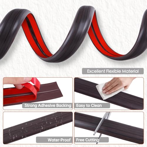 Floor Cord Cover for Wires on Floor Self Adhesive Cord Hider Floor Cable Management Wire Covers for Cords Protector Prevent Cable Trips Cord Cavity W 0.32" x H 0.32", Black Walnut, 10Ft - color: Black Walnut, size: 0.78 In x 10 Ft