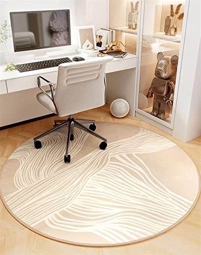 Round Office Chair Mat for Hardwood Floor Computer Gaming Rolling Chair Mat Floor Protector Mat Desk Rug Wood Tile Protection Mat for Office Home, Beige White, Diameter 24" - color: Beige White, size: Diameter 24"