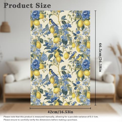 Blue Lemon Bird Flower Print Recliner Headrest Protectors, Anti-Wear Sofa Headrest Protective Cover for Furniture Slipcovers Headrest Cover for Sofa Furniture Chair Theater Seat - color: Blue Lemon Bird Flower
