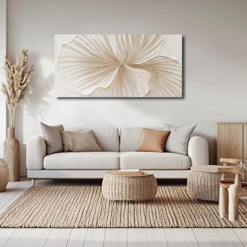 WINKAILIN White and Gold wall Art Abstract Floral Painting Modern 24x48 Artwork Minimalist Canvas for Bedroom Living Room Office Home Decoration - color: White and Gold, size: 48"L x 24"W