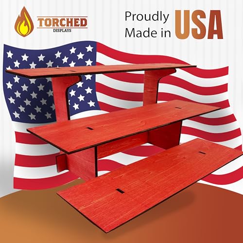 3-Tier Straight Retail Table Display Stand with Shelves for Products | 3 Step Straight Display Rack for Counter Top, Craft Shows, Farmers Market, Trade Shows, Pop ups, Soap Display, Candles (Red) - color: Red