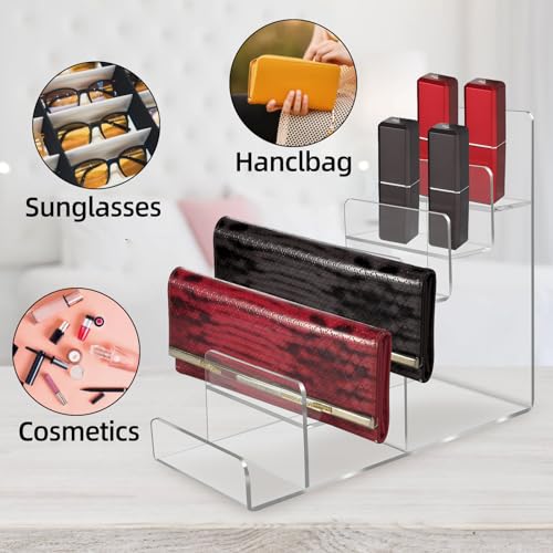 Acrylic Wallet Display Stand Purse Handbag Organizer, Clear Jewelry Riser Display Stand Purse Display Rack, Acrylic Display Shelf for Cosmetic Perfume Jewelry Sunglasses Handbag (6 Tier) - size: 1PCS-6 Tier