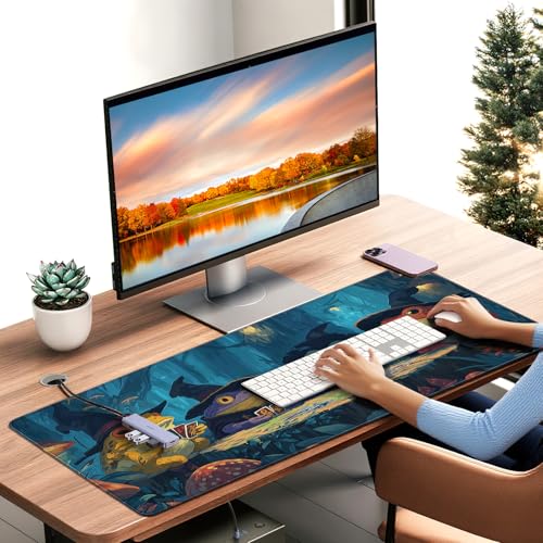 Anime Frog Playing Card Gaming Mouse Pad, Extended 35.4 x 15.7 Inches, Non-Slip Rubber Base, Stitched Edges,Water Proof, XXL Desk Mat - color: Anime Frog Playing Card Designs