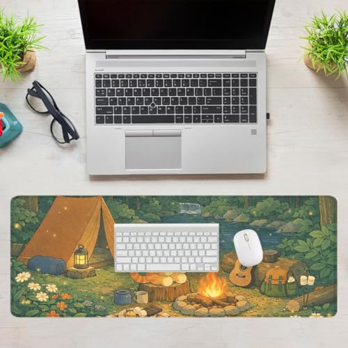 Cute Cat Gaming Mouse Pad Cozy Camping XL Mouse Pad Large Mousepad Extended Laptop Keyboard Mat Gaming Desk Pad Mouse Mat Office Computer Keyboard Laptop 31.5"x11.8" - color: Cute Cat, size: 31.5L x 11.8W inches