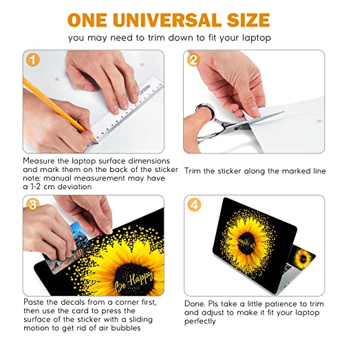 DINKY Laptop Skin Sticker Decal, 12" 13" 13.3" 14" 15" 15.4" 15.6 inch Laptop Universal Reusable Vinyl Skin Stickers Cover Art Decal Notebook PC Personalized Protector-Sunflower - color: Sunflower