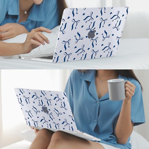 Mektron Case for 2026 MacBook Neo 13-inch A18 Pro chip A3404 Laptop Cover with 13-inch (Diagonal) Liquid Retina Display+ Keyboard Cover+ Screen Protector, Bowknots Blue Striped - color: Bowknots Blue Striped