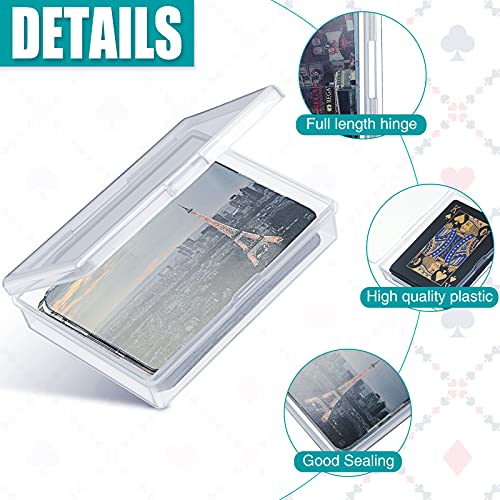 Queekay 10 Pcs Playing Card Cases Plastic Trading Card Deck Holders Clear Empty Storage Box Organizers for Gaming, 3.8 x 2.7 x 0.8 Inch