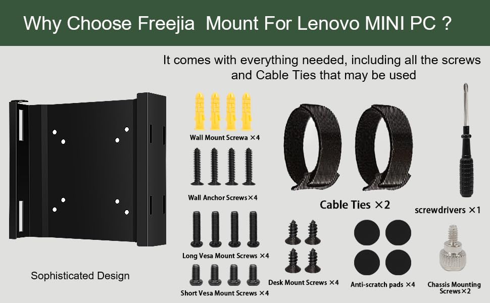 Mini PC Mount Compatible with Lenovo ThinkCentre Tiny, Wall VESA and Under Desk Mount for Lenovo ThinkCentre Tiny Desktops M600 M700 M710Q M715q M720Q M800z M900 M910Q Mini Desktop Bracket