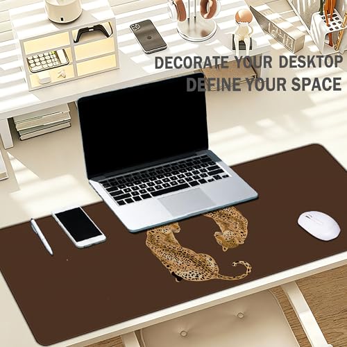 Cheetah Leopard Mouse Pad, Retro Brown Cheetah Print Desk Mat Pad Rectangle, Preppy Cute Cheetah Large Gaming Mats Office Decor Leopard Gifts for Women Girls 31.5x11.8 - color: Brown Cheetah Large, size: 31.5L x 11.8W inches