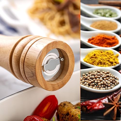 Wooden Pepper Grinder Pepper Mill Kit Manual Mills Solid with Strong Adjustable Ceramic Grinders for Grinding Spices, Cumin, Sesame, Paprika, - color: C Wood Colour Pepper Mill