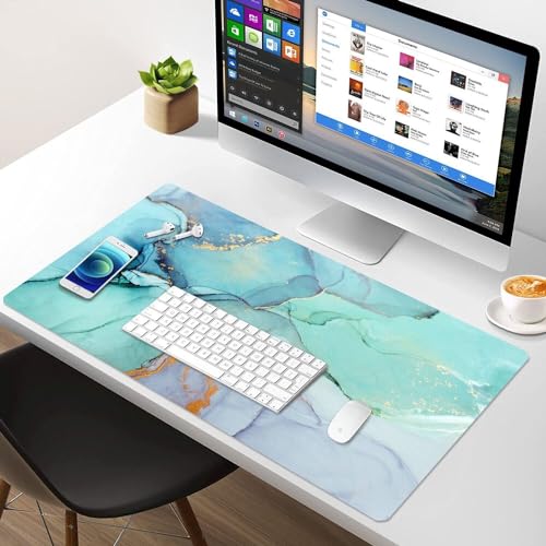 Large Desk Mat, Dual Side PU Leather Waterproof Mousepad Desk Pad, Desk Protector Writing Pads Desk Accessories for Office and Home (B-Green Marble, 24''X14'') - color: B-green Marble, size: 24''X14''