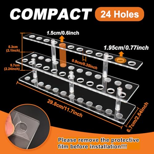 Acrylic Pen Display Stand 24 Slots 1.5cm Clear Pen Stand Display 2 Tier Acrylic Pen Holder Stand for Beadable Pen Pencil