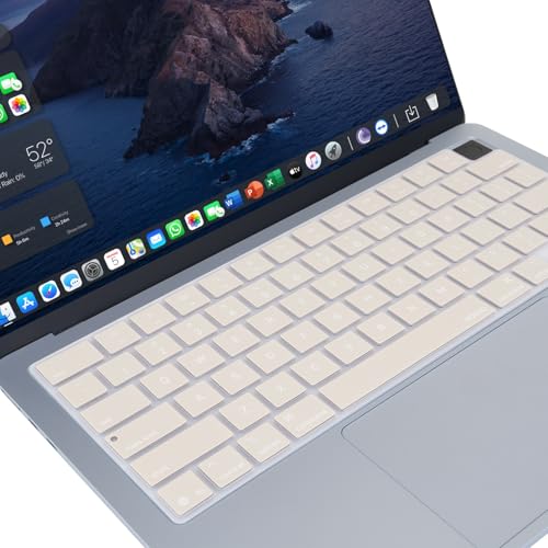 MOSISO Keyboard Cover Skin Compatible with MacBook Air 13.6 inch 2025 M4 A3240/Air 15 inch 2025 M4 A3241/Pro 14 inch 2025 M5 A3434, Beige - color: Beige