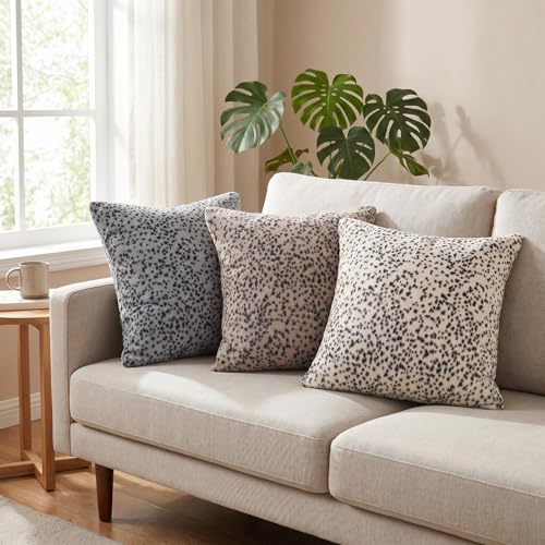 SYSLOON Faux Fur Cheetah Print Pillow Covers 18x18 Inch Set of 2, Leopard Print Decorative Pillow Covers Home Decor for Living Room Sofa & Bed, White - color: White, size: 18" x 18" (Pack of 2)