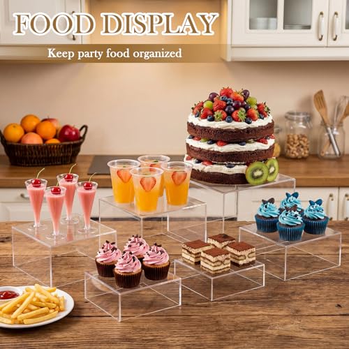 Geelin 6 Pack Acrylic Risers for Display Acrylic Cube Boxes Risers Display Stands with Hollow Bottoms Decorative Stand for Jewelry Candy Table Decor 6 Sizes(Clear,7 to 12 Inch,Square) - color: Clear, size: 7 to 12 Inch, style: Square