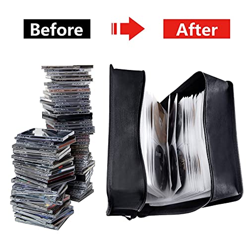 Siveit CD/DVD Binder, CD DVD Case Holder Binder 400 Capacity CD/DVD Wallet Storage Booklet Album Box (White binder, Blue) - color: Blue, size: White binder
