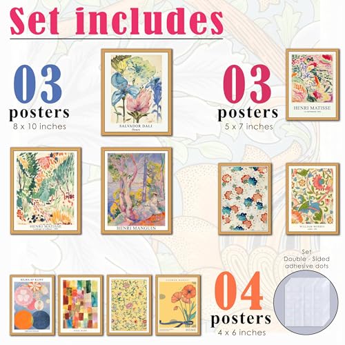 LANCHI95 10 Pcs Vintage Eclectic Wall Art Prints, Trendy Maximalism Poster for Aesthetic, Abstract Eclectic Wall Decor Van Gogh William Morris Matisse Monet Maximalist Famous (Unframed) - color: Vintage Eclectic 2