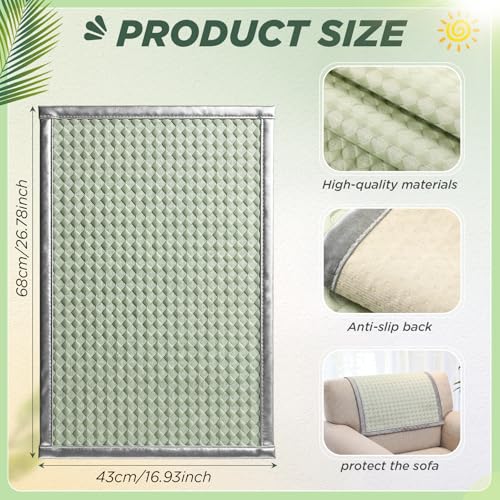 3 Pcs Cooling Recliner Headrest Protector Ice Silk Non Slip Couch Covers Cool Chair Headrest Cover for Summer Home Office Sofa Theater Seat Furniture Slipcover(Bean Green) - color: Bean Green