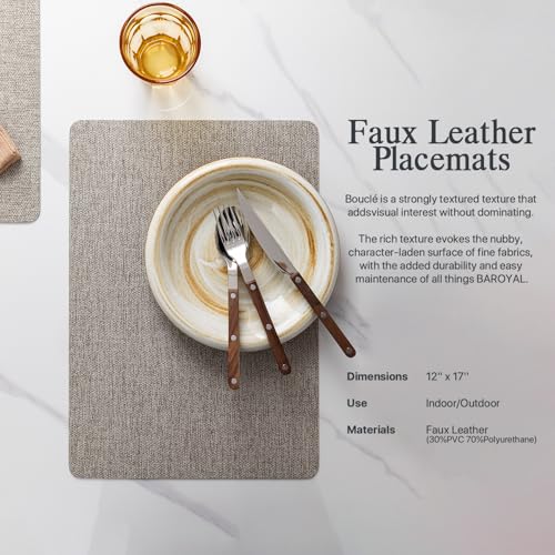Baroyal Faux Leather Placemats Set of 6 Vinyl Washable Wipeable Table Mats for Kitchen Dining Table Heat Resistant Waterproof Modern Indoor/Outdoor Placemats Non-Slip Easy Clean Place Mats (Mix Gray) - color: C-mix Gray