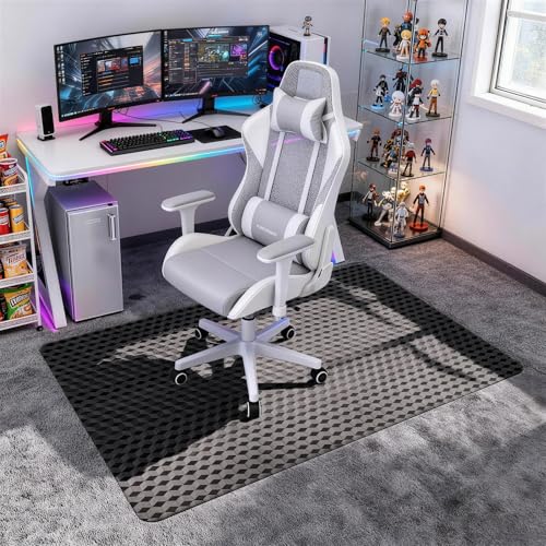 Winado Office Chair Mat, 36 x 48 in, Black 3D Geometric Low Pile Carpet Mat | 3D textured black mat protects low-pile carpet from chair wear; studded backing helps grip for office and gaming chairs - size: 36"x48"(for low-pile carpet)