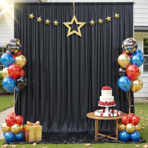 60ftx12ft Wrinkle Free Black Backdrop Curtain for Wedding Parties, 12 Panels 5x12 ft Long Silky Polyester Fabric Backdrop Drapes Black Photo Back Drop Cloth for Graduation Photography Background - color: Black, size: 12ft Long_12 Panels