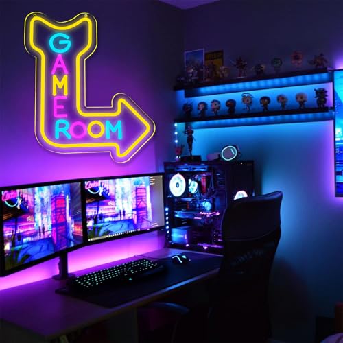 Game Room Neon Signs for Wall Decor,Led Neon Light for Man Cave, Gamer Party Decorations Gifts - style: Game room001