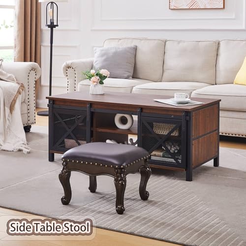 Ottoman Foot Rest, Small Leather Ottoman Footstool,Vintage Ottoman,Living Room Ottoman,Solid Wooden Shoe Stool,Shoe Change Bench at The Entrance (Dark Grey) - color: Dark Grey