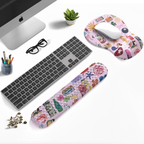 Cute Mousepad with Wrist Rest for Computer Keyboard Mouse Pad Ergonomic Pink Kawaii Mousepad, Best Desk Decor Office Girls Pink Desk 2-in-1 Wrist Support Mouse Pad, Soft Gel Material Anti Slip Bottom - color: Light Pink