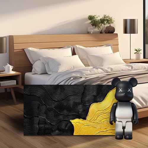 Abstract Canvas Wall Art for Living Room Black and Gold Wall Decor for Office Minimalism 3D Art Wall Bedroom Size 20 x 40 Inch - color: Black and Gold, size: 40"L x 20"W