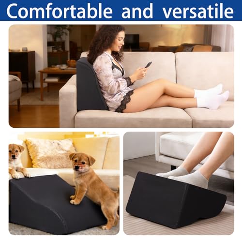 Foot Rest for Under Desk at Work, Ergonomic Under Desk Footrest with Washable Cover for Office, Home & Gaming Leg Elevation Pillow Black - color: A-black