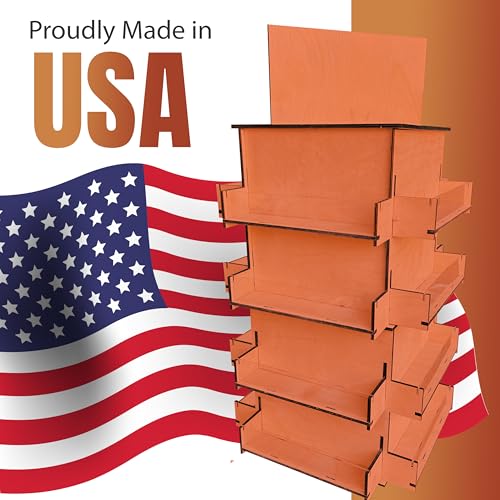 TORCHED DISPLAYS 4-Sided Rotating Display Stand - Craft Shows, Trade Shows, Markets - Small & Medium-Sized Items like Stickers, Postcards, Coasters, Note Pads, Napkins, Easy to Assemble (Orange) - color: Orange