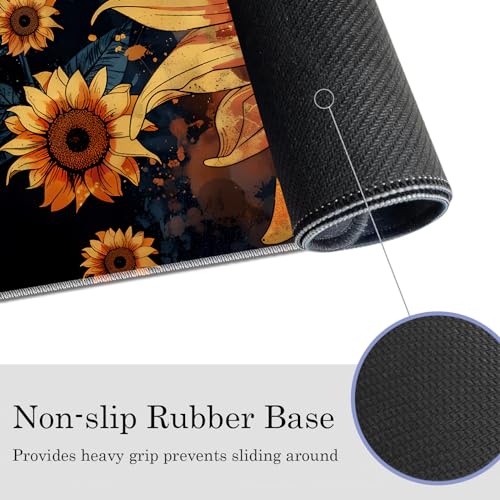 MTG Play Mat, 24 "x 14" Play Mat, TCG Card Play Mat, Surface with Smooth Stitched Edge, with Storage Bag MTG Fighting Game Mat Table Mat, Dusk Sunflower Butterfly - color: Dusk Sunflower Butterfly
