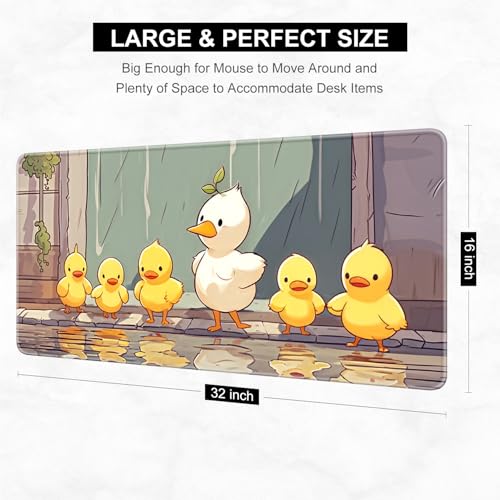 Desk Pad, 32" x 16" XXXL Extended Large Gaming Mouse Pad, Desktop Decor Desk Mat, Men Women Office Supplies and Accessories, Cute Anime Mouse Mat for Laptop & Keyboard, Cute Duck - color: Anime Cute Duck