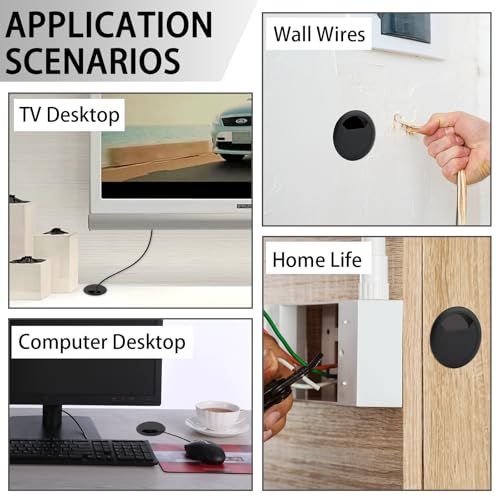 2 Inch(50mm) Desk Grommet,13 Pieces Wire Grommet, Desk Hole Cover for Cables with Hole Saw,Plastic Cable Cord Wire Hole Cover for Desk, Table,Cabinet,Countertop and Other Furniture(Black) - size: 2IN/50mm Black-Fan