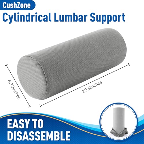 Lumbar Roll Support Pillow for Office Chair, Car, Gaming Chair, Memory Foam Back Cushion with Washable Cover for Relieving Back Pain & Improving Posture,Light Grey - color: Light Grey, size: Standard