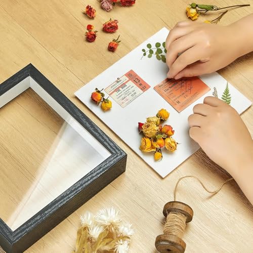 8x8 Shadow Box Picture Frame Display Case with Soft Linen Back-Thickened Panel,Small Black Deep Square Shadow Memory Box Frame 8x8 fo Flower Pet Wedding Photo Craft Memorial Gift - color: Black + Thickened Panel + Foam Packaging, size: 8x8