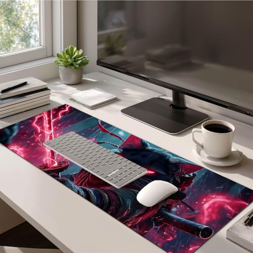 HOMETITUTE Dark Fantasy Cat Art XL Mouse Pad Gaming Mousepad 31.5x11.8 Inch Non-Slip Keyboard Desktop Protector Mat Diatomite Large Mouse Pad for Home and Office Desk Accessories - color: Dark Fantasy Cat Art