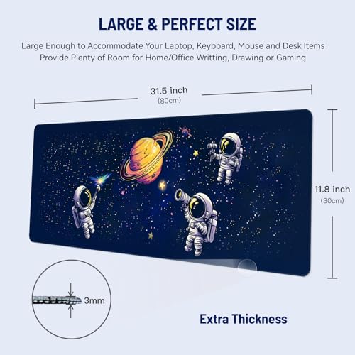 Mousepad Desk Mat Gaming Large Keyboard Cute Office Desktop Computer Laptop XXL Long Big Kawaii Aesthetic Girly Pretty Design Women Girl Gamer Oversized Wide 30x12'' Mousepad, Astronaut - color: Astronauts