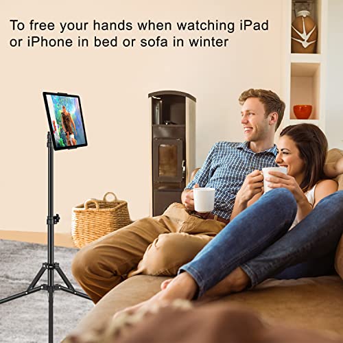 SAMHOUSING Ipad Tripod Stand, with 65 inch Height Adjustable iPad Stand Holder & iPad Floor Stand with 360° Rotating iPad Tripod Mount for iPad Pro, iPhone, Kindle, and All 4.5-12.9 Inch Tablets