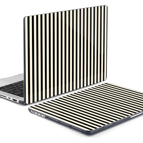 DONGKE Compatible with MacBook Pro 16 Inch Case (2026-2021 Release, M5 M4 M3 M2 M1 Pro/Max Chip), Plastic Hard Shell with Keyboard Cover & Screen Protector for MacBook Pro 16", Black & Cream Stripes - color: Black & Cream Stripes