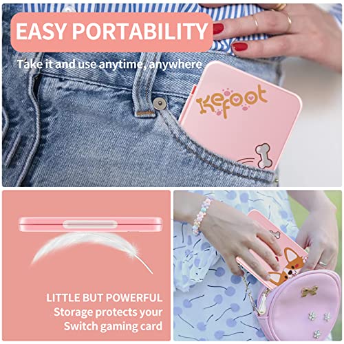 OLDZHU Cute Switch Case Holder Compatible with Nintendo Switch&Switch OLED, Pink Storage for 24 Game Cartridges and 24 Micro SD Cards - color: Cute dog