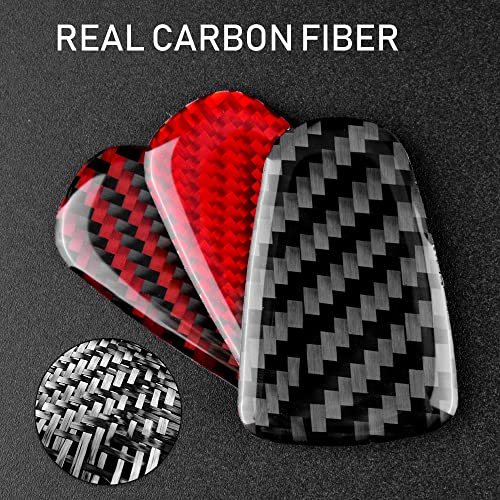 AIRSPEED Car Gear Shift Knob Head Cover Sticker Carbon Fiber Interior Trim for Subaru Impreza 2017-2023 Crosstrek 2018-2023 Accessories (Black with Red) - color: Knob Head Cover-Black with Red