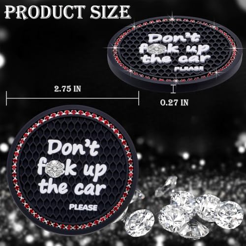 2PCS Bling Crystal Rhinestone Cup Holder Coaster – 2.75 Inch Anti-Slip Auto Insert Cup Coaster – Sparkling Interior Decor Accessories for Cars & Vehicles(Black & Red) - color: Alphabet Black & Red, size: 2 pcs