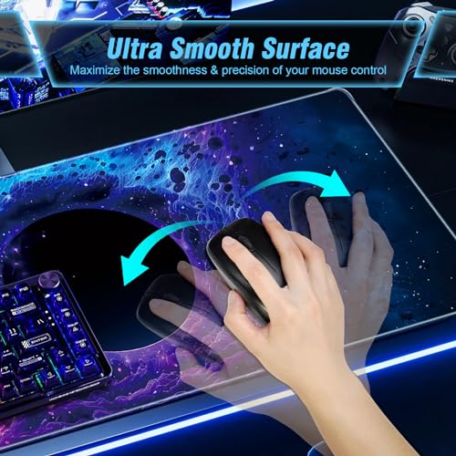 Mysterious Black Hole Cool Technology Style Gaming Mouse Pad, Superior Smooth Fabric & Non-Slip Base for Excellent Maneuverability & Maximum Stability, 31.5 x 11.8in XXL Gaming Mouse Pad - color: Astronomical Black Hole, size: 31.5L x 11.8W inches