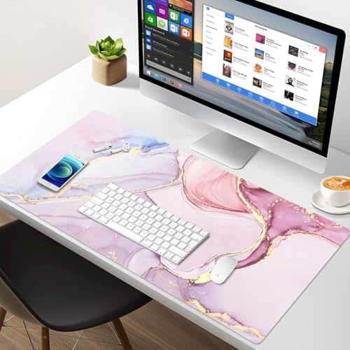 Large Mouse Pad, Desk Mat for Desktop, Dual Side PU Leather Waterproof Gaming Mousepad Desk Pad, Desk Protector Writing Pads Desk Accessories for Office and Home (A-Pink Marble, 31.5''X15.8'') - color: A-pink Marble, size: 31.5" x 15.8"