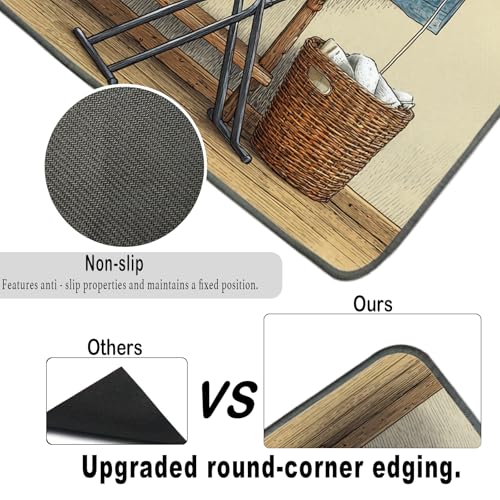 Nuxovilar Vintage Ironing Station Dryer Cover for the Top, Non-slip Washer & Dryer Protector, 23.62"x19.68" Dust-proof Washing Machine Mat, Diatom Mud Polyester Dryer Top Pad for Laundry Room - color: YTT14413-A